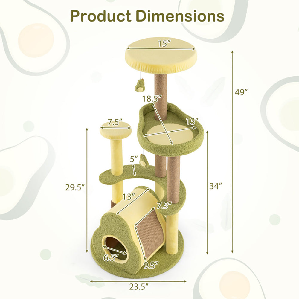 Freestanding Multi-level Avocado Cat Tower